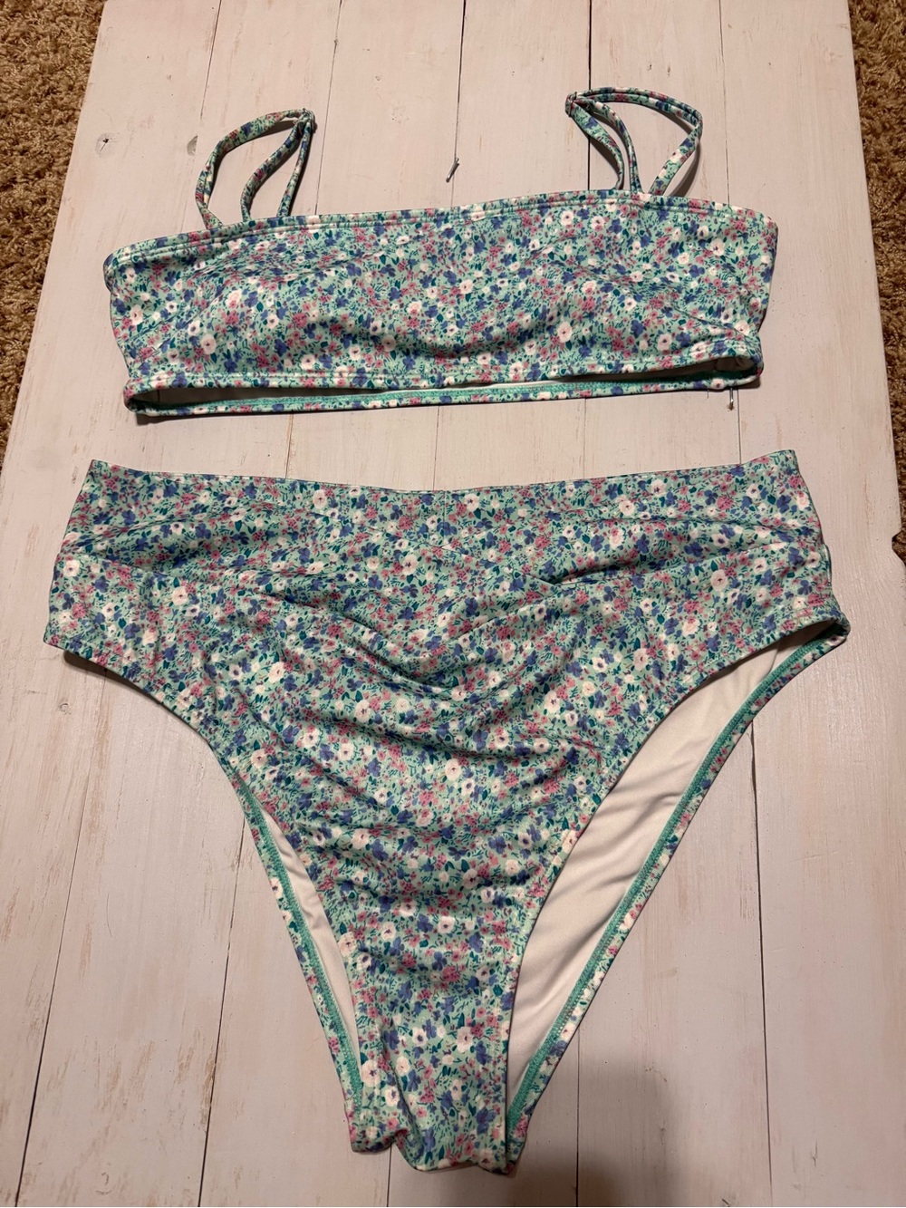 Aeropostale Floral Two-Piece Bikini Set in Aqua, Pink, White